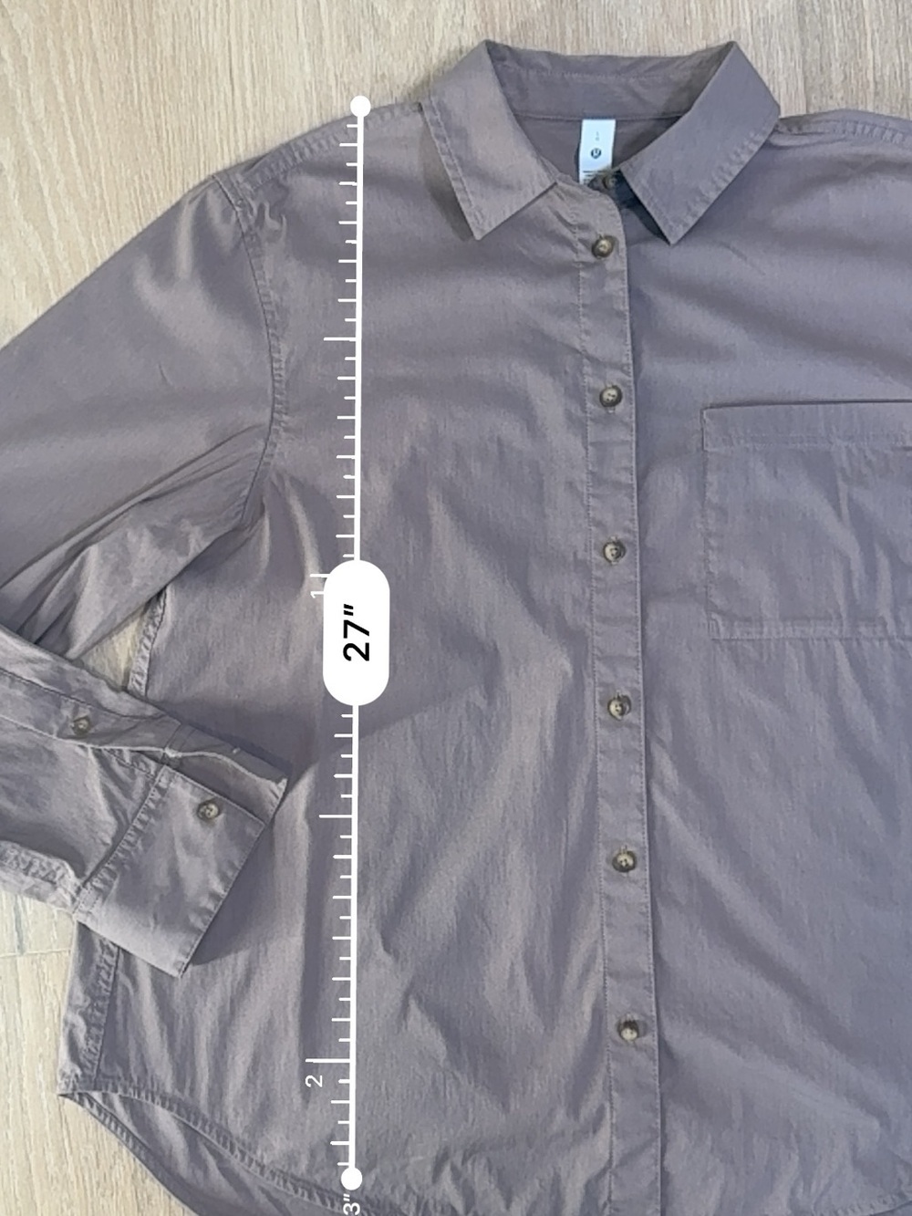 Lululemon Women’s Button Down Shirt Large Mauve Taupe Long Sleeve Office Casual - Picture 5 of 7